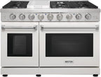 48-inch Pro-Style Natural Gas Range or Liquid Propane Gas Range with 6 Burners & 1 Griddle Cooktop, Double 4.6 cu. ft. and 2.2 cu. ft. Oven, in Stainless Steel - KOS-48RG03M (White-01)