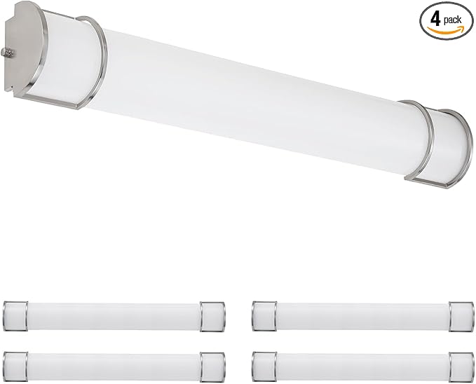 ASD LED 36" Vanity Flush Mount Light Fixture, Linear Bathroom Lighting Bar | 3CCT, Dimmable, Energy Star, ETL Listed | 30W 2650LM 3000-5000K 120V | Long Bath Wall Sconce Over Mirror | Nickel, 4 Pack