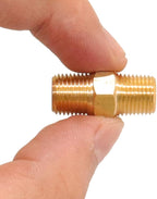 KOOTANS 1/8 NPT x 1/8 NPT Male Solid Brass Hex Nipples, Heavy Brass Pipe Adapter Fittings Equal Nipples Connectors 4Pieces