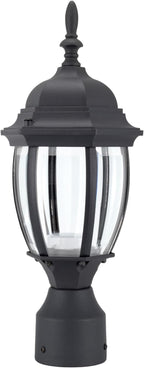 LIT-PaTH LED Outdoor Post Lighting Fixture, Pole Lantern, 9.5W 800 Lumens, 3000K Warm White, Aluminum Housing Plus Glass, Matte Black Finish, 1-Pack