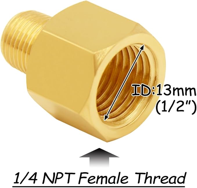 3PCS Brass Reducer Adapter, 1/4" NPT Female to 1/8" NPT Male Thread, Hex Reducing Pipe Fitting Coupler Nipple Connector for Water/Oil/Gas