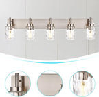 BONLICHT Transitional Vanity Lighting Fixtures Brushed Nickel with Clear Hammered Glass Shade,Farmhouse 5 Light Bathroom Lights Wall Sconces Contemporary Indoor Wall Mount Lights for Kitchen Sink