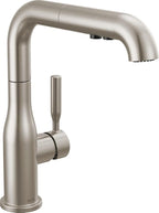 Delta Almari Brushed Nickel Kitchen Faucet with Pull-Out Sprayer, Modern Single Hole Kitchen Sink Faucet, Single Handle, Stainless 16943-SS-DST
