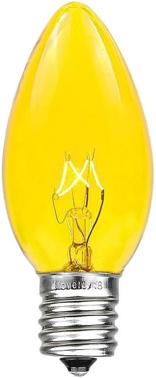 Novelty Lights 500 Case C9 Outdoor Christmas Replacement Bulbs, Yellow, E17/C9 Intermediate Base, 7 Watt