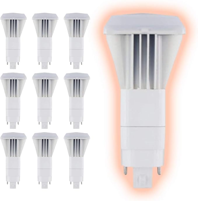 GoodBulb 10 Watt Vertical LED Plug-in Light Bulbs Type B 4 Pin G24Q Base 3500K Neutral White High Output 950 Lumens Car Dealership Lighting 10 Pack