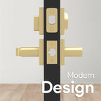 Mega Handles Prime Entrance Combo, Entry Lever Door Handle and Single Cylinder Deadbolt Lock and Key Combo Pack, Heavy Duty Square Locking Door Levers Set for Left or Right-Handed Doors - Satin Brass