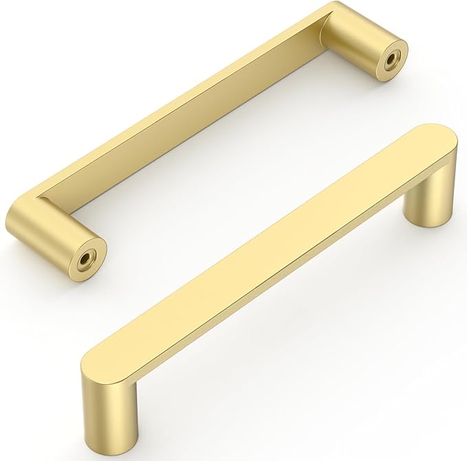 Amerdeco 10 Pack ZH0005MGP Brushed Gold 5 Inch(128mm) Hole Centers Kitchen Cabinet Pulls Hardware Modern Kitchen Handles for Cabinets Cupboard Handles Drawer Pulls