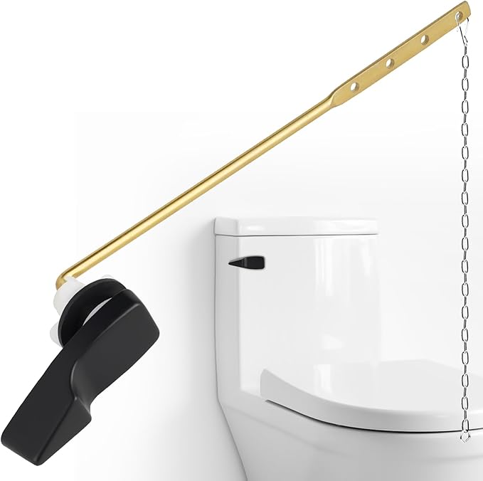 iFealClear Universal Metal Toilet Handle Replacement, Front Mount Toilet Flush Trip Lever Compatible with American Standard/Mansfield/TOTO/Kohler Toilets, Stainless Steel Flapper Chain, Matte Black