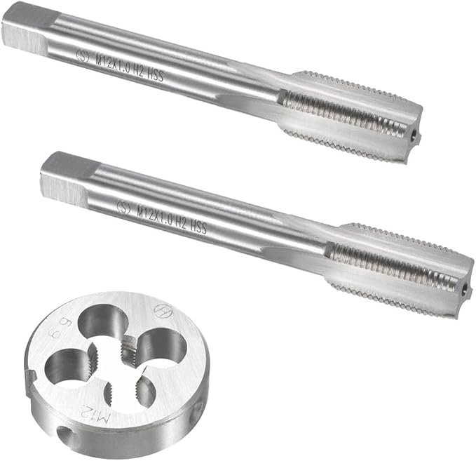 12mm x 1 HSS Metric Tap and Die Set Right Hand Thread,Tapping DIY Tool 3pcs (M12 x 1mm)