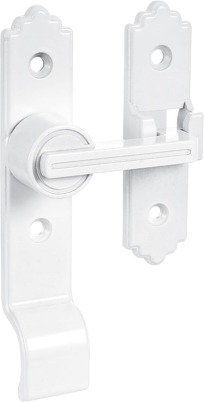 2 Packs 180 Degree White Barn Door Lock, Flip Gate Latch with Handle, Heavy Sliding Door Latches, Door Security Sliding Latch Lock for Cabinets, Bathroom, Garden, Window, Garage