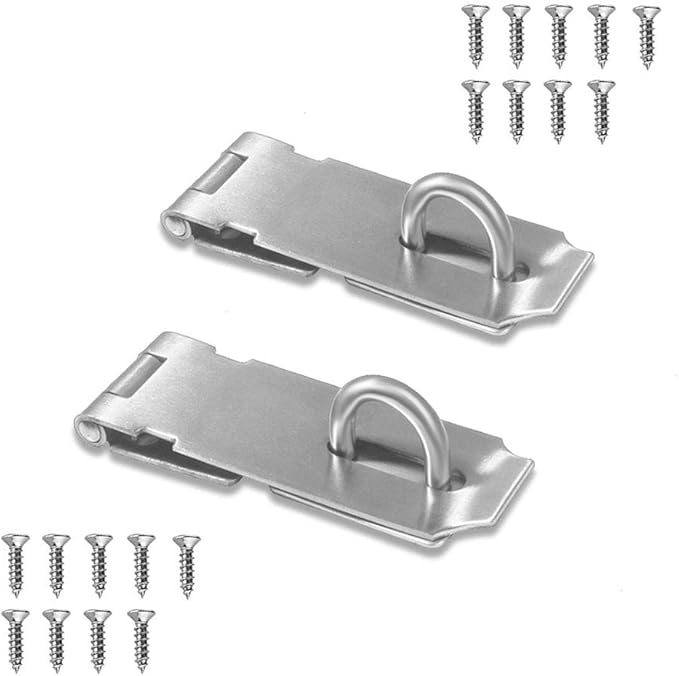 Door Locks Hasp Latch, 5 Inch Stainless Steel Safety Packlock Clasp Hasp Lock Latch, Extra Thick Gate Lock Hasp with Screws Brushed Finish 2 Pack (5inch)