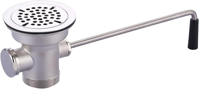 Commercial Sink Drain: 3-1/2" Sink Opening Waste Drain Valve - Brass Kitchen Sink Drain With Twist Handle - Commercial Sink Stopper Prevents Sink Clogged Overflow For Restaurant Multi-Basin Sink
