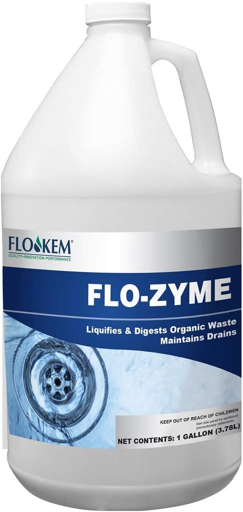 5195 Flo-Zyme Commercial Bio-Enzyme Drain Opener/Deoderizer with Pleasant Scent, 1 Gallon Bottle, Milky White