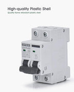 AC Miniature Circuit Breaker, 10 Amp 120V/240V 2 Pole DIN Rail Mount Circuit Breaker, Thermal Magnetic Trip, Solar AC Disconnect Switch MCB C10