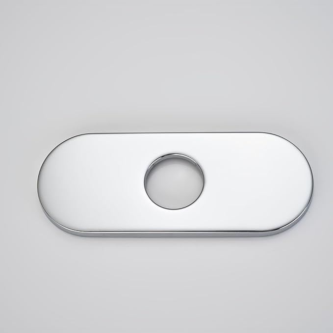 6 Inch Faucet Deck Plate for Bathroom Sink - Universal Fit for 1 Hole or 3 Hole 4 Inch Centerset Basins - Escutcheon Faucet Plate - Stainless Steel Faucet Hole Cover(Chrome)