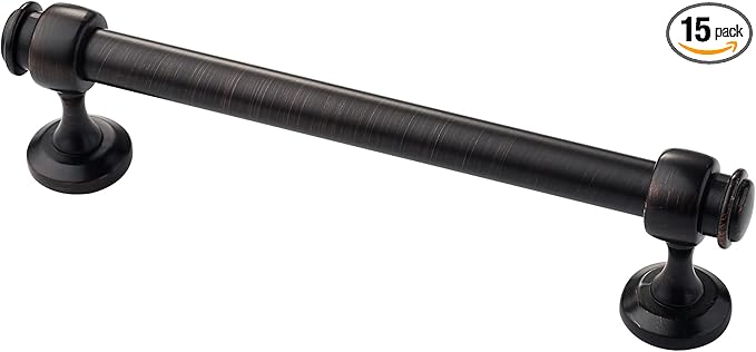 Alzassbg 15 Pack Oil Rubbed Bronze Cabinet Pulls, 5 Inch(128mm) Hole Centers Cabinet Handles Kitchen Hardware Straight Bar for Cabinets and Drawer AL3082ORB