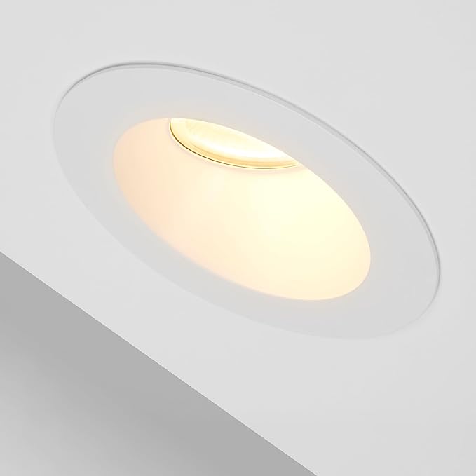 Maxxima 4" Canless Sloped Recessed Anti-Glare LED Downlight, For Sloped Ceilings, 1000 Lumens, IC Rated, 5 Color Temperature Selectable 2700K/3000K/3500K/4000K/5000K, Dimmable, Round White Trim 90 CRI