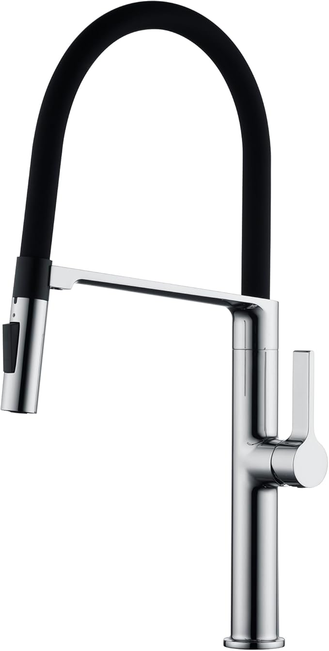 SUMERAIN Single Handle Pull-Down Kitchen Sink Faucet in Chrome Finish, Deck Mounted Lead-Free Kitchen Faucet with Dual Spray Mode