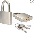LanuBe 304 Stainless Steel Keyed Alike Padlocks for Outdoor use, Pin Tumbler Padlock, 2 inch Wide Body, Stainless Steel Body Normal Shackle, Pack of 2
