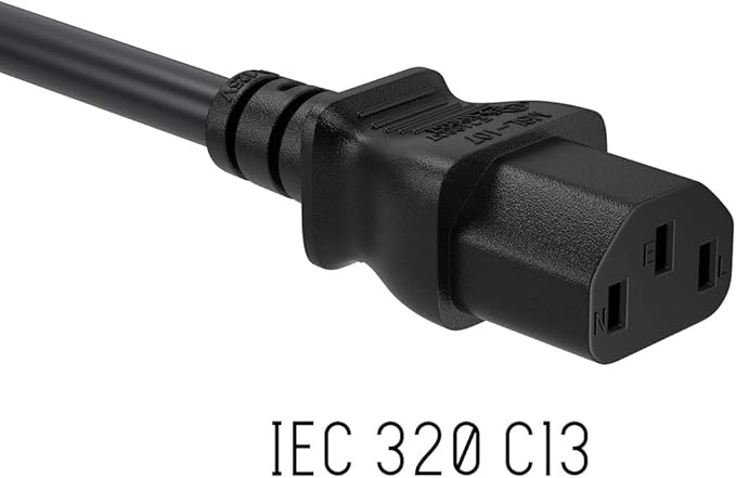 CableLeader 18 AWG Universal Power Cord IEC320 C13 to NEMA 5-15P, Extension Power Cord, Compatible with Computers, Monitors, Printers & TVs (Black, 7ft)
