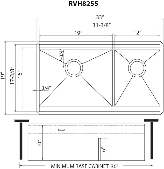 Ruvati 33-inch Workstation Kitchen Sink - Dual Tier Double Bowl Kitchen Sink - Low Divide Undermount Sinks - 16 Gauge Stainless Steel Kitchens Sinks - RVH8255