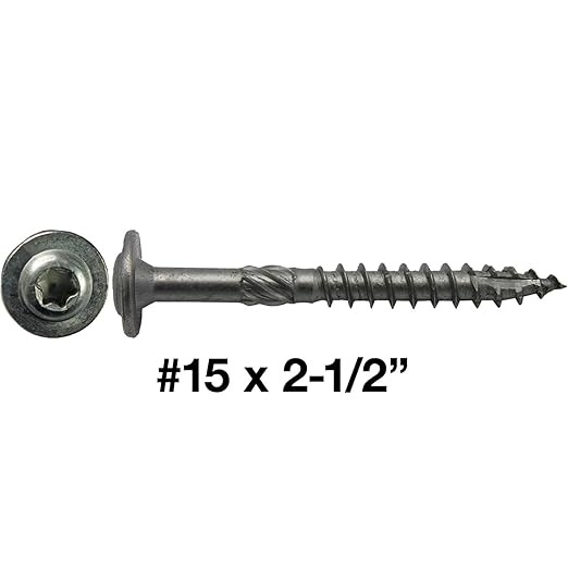 Jake Sales #15 x 2-1/2" Construction Lag Screw Stainless Steel T-30 Torx/Star Drive Heavy Duty Lag Screw Far Superior to Common Lag Screws Modified Truss Washer Head - 50 Count