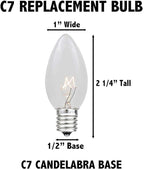 Novelty Lights 500 Case C7 Outdoor Christmas Replacement Bulbs, Clear, C7/E12 Candelabra Base, 5 Watt, 500 Bulbs