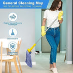 Pack of 6 Heavy Duty Commercial Looped End Cotton Mop,String Cotton Mop Refill Heads for Industrial,Residential and Most Floor Cleaning-Wet Industrial Blue String Mop Replacements Head