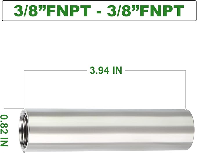 TAISHER 2PCS Stainless Steel Pipe Fittings, 3/8" NPT x 3/8" NPT Female Threaded, 4" Length Nipple Cast Pipe
