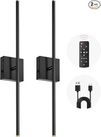 CLY Battery Operated Wall Sconce Set of 2, Dimmable 2700K-6500K Battery Wall Sconce with Remote Control 8000mAh Rechargeable Wall Lights Wireless Sconces for Mirror/Hallway/Living Room/Bedroom 28 Inch