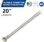 (Pack of 2) EFIELD Faucet Supply Lines, 1/2" FIP x 3/8" COMP Faucet Hose, 20-inch length Stainless Steel Braided Supply Line,(HOSE047)