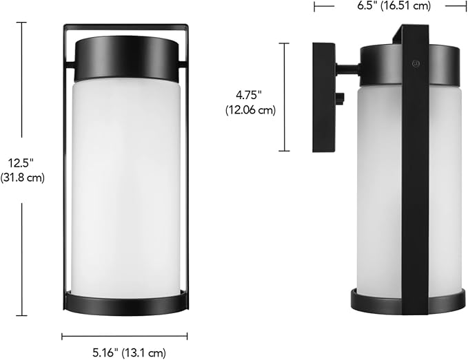 GLOBE Electric 60000165 1-Light Outdoor Wall Sconce, Matte Black, Frosted Glass