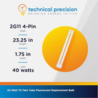Technical Precision 40W T5 Fluorescent Light PLL Twin Tube Replacement for Athalon F40/30bx/spx41 Light Bulb 2G11 Base 4 Pin CFL Bulb - 4100K - 18000 Hours - 3100 Lumens