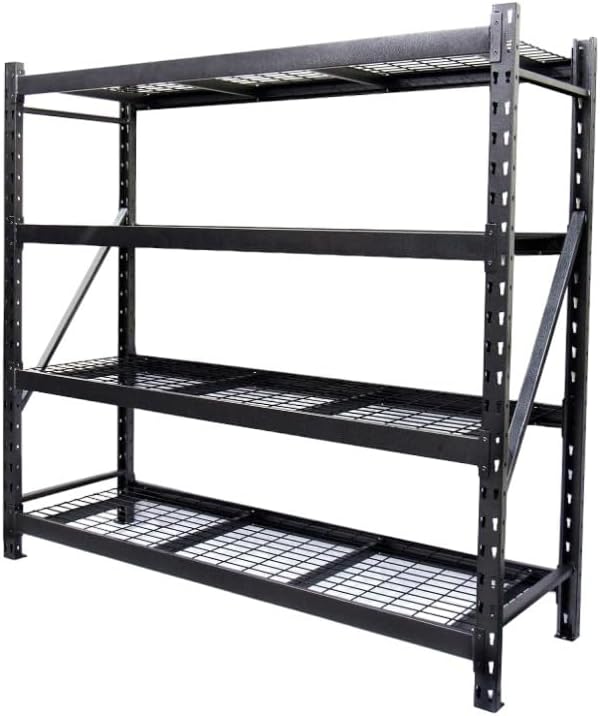 Generic Heavy Duty Member Mark 4-Shelf Industrial Storage Rack in Black, 77"" W x 24"" D x 72"" H (1 PACK)