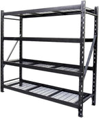 Generic Heavy Duty Member Mark 4-Shelf Industrial Storage Rack in Black, 77"" W x 24"" D x 72"" H (2 PACK)