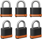 4 Digit Heavy Duty Combination Lock, Weatherproof Combo Padlock for Outdoor Use – Suitable for Sheds, Fences, Gates, Hasps & Storage Units，6 Pack (Matte Black)
