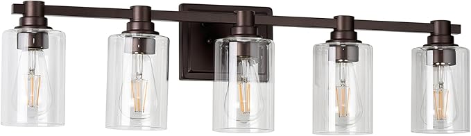 5 Lights Bathroom Lighting Fixtures Over Mirror Oil Rubbed Bronze Bathroom Vanity Light Fixture Farmhouse Vanity Light Vintage for Bedroom Living Room Hallway