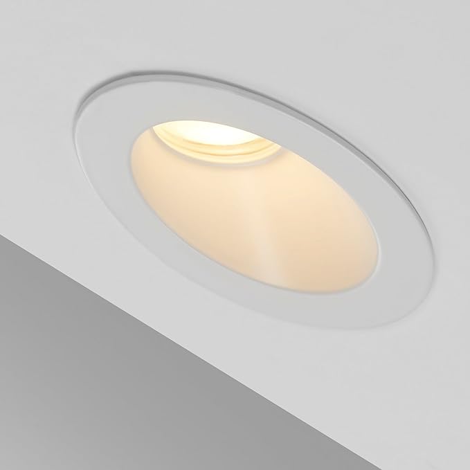 Maxxima 2" Canless Sloped Recessed Anti-Glare LED Downlight, For Sloped Ceilings, 600 Lumens, IC Rated, 5 Color Temperature Selectable 2700K/3000K/3500K/4000K/5000K, Dimmable, Round White Trim 90 CRI