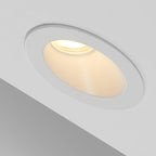 Maxxima 2" Canless Sloped Recessed Anti-Glare LED Downlight, For Sloped Ceilings, 600 Lumens, IC Rated, 5 Color Temperature Selectable 2700K/3000K/3500K/4000K/5000K, Dimmable, Round White Trim 90 CRI