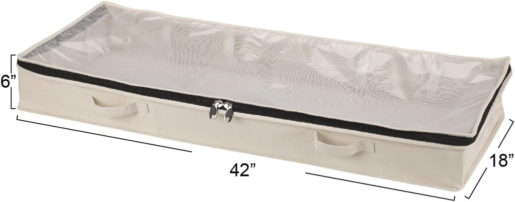Household Essentials Cotton Canvas Under Bed Clothing and Linen Storage Bag | Natural