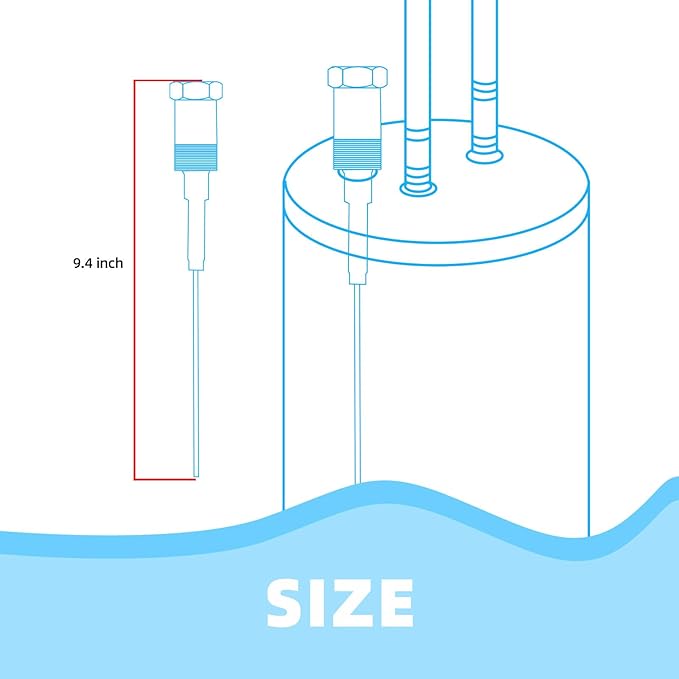 Powered Anode Rod for Water Heater Gallon Tank, Electrical Anode Rod, Eliminates Rotten Egg (60-120 gallon tank)