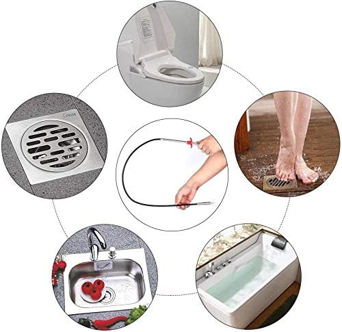 Drain Snake, Drain Clog Remover - Gutter Cleaning Tools Drain Cleaner for Toilet Sewer Shower Kitchen Bathroom Tub Clogged Drains Opener Cleaning Tool, Flexible Grabber Claw Pick Up Reacher (24 inch)