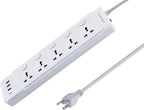 Universal Power Strip with USB C, 5 Outlets 3 USB and 1 USB C Ports, 6.5ft Power Cord Circuit Breaker