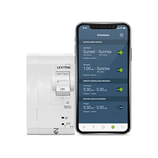 Leviton 2nd Gen Smart Circuit Breaker with Remote Control, GFCI, 2-Pole 40 Amp, 120/240-Volt and 120/208-Volt, 10kA Interrupt Rating, LB240-GST