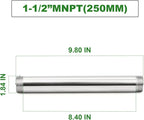 TAISHER 1PCS Stainless Steel Pipe Fittings, 1-1/2" NPT Male x 1-1/2" NPT Male Threaded, 10" Length Nipple Cast Pipe