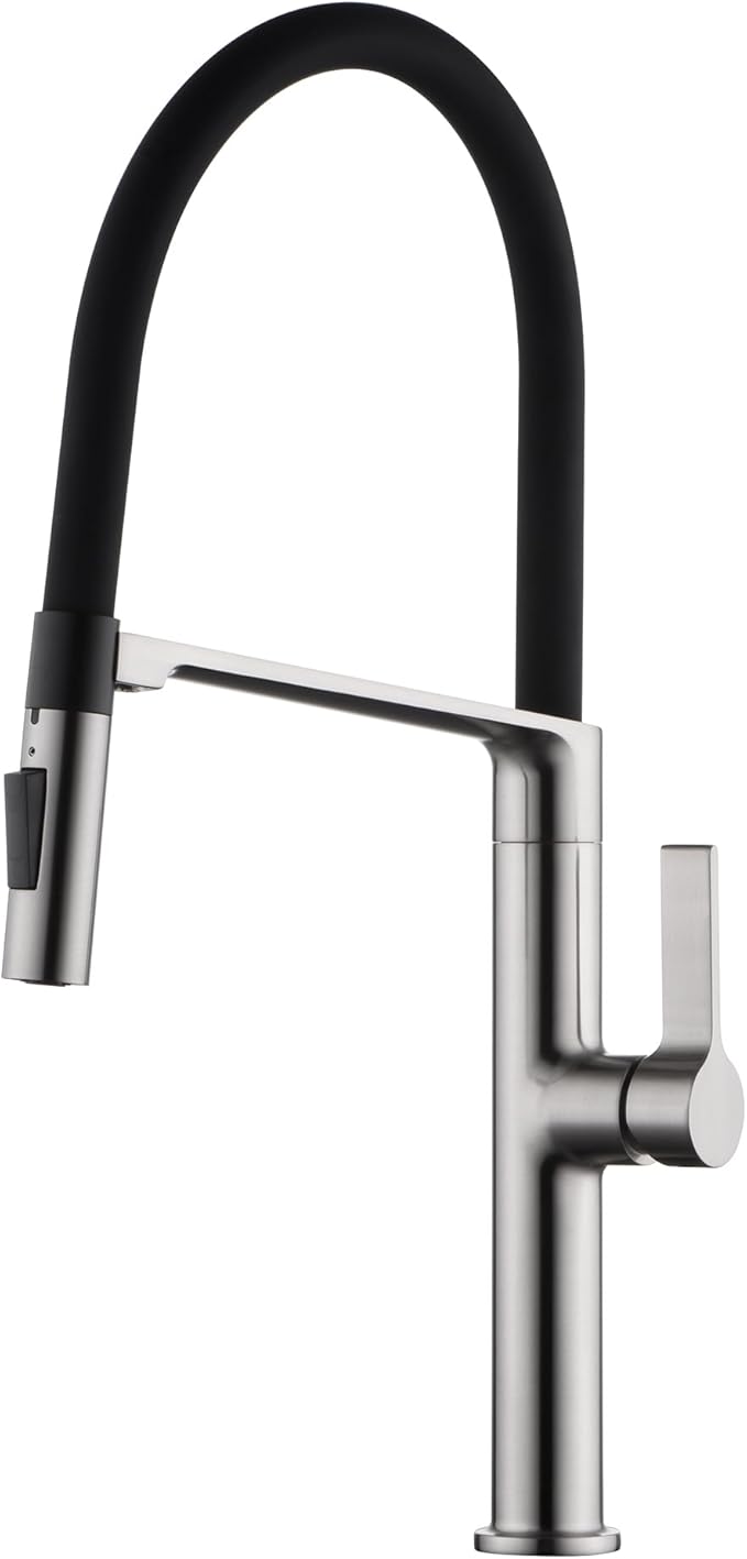 SUMERAIN Deck Mounted Kitchen Faucet with Pull-Down Sprayer, Dual Spray Mode Kitchen Sink Faucet in Brushed Nickel