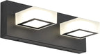 Ralbay Modern Vanity Light - 2 Light Acrylic Matte Black Bathroom Lighting Fixture with LED, Natural White Light (4500K)