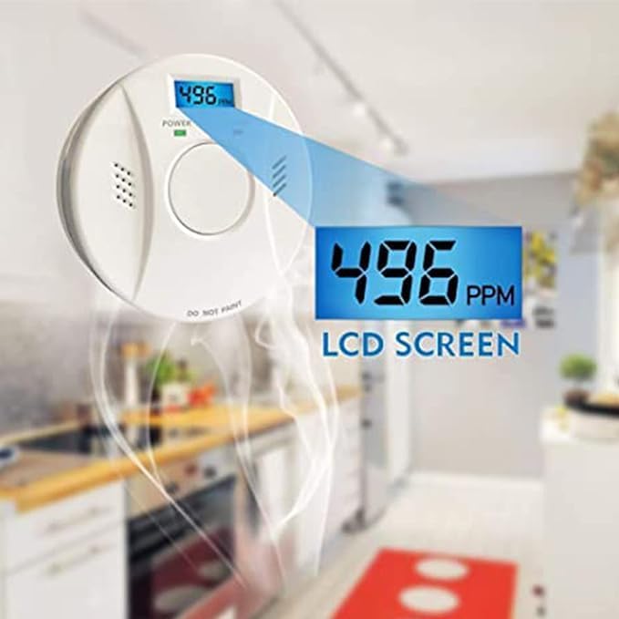 1 Pack Smoke Detector and Carbon Monoxide Detector co2 Detector Battery Powered with Test/Reset Button