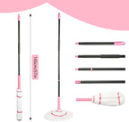 Self-Wringing Twist Mop for Floor Cleaning, 57” Long Handle Heavy Duty Microfiber Mop for Wet Mopping on Tile, Hardwood, Kitchen, Bathroom, Patio, Garage, Commercial Household Clean (Pink)