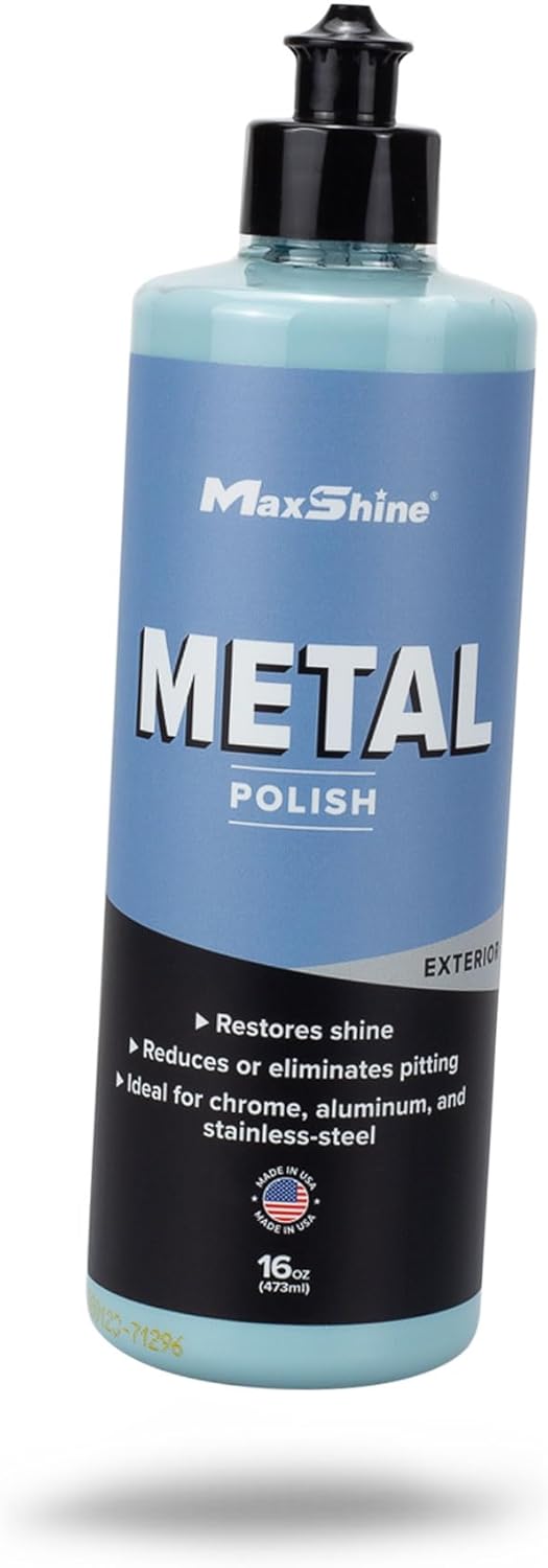 Maxshine 16oz Metal Polish – All-in-One Heavy-Duty Cleaner for Chrome, Aluminum, Stainless Steel & More – Cleans, Polishes & Protects – Ideal for Cars, Trucks, SUVs, RVs & Motorcycles